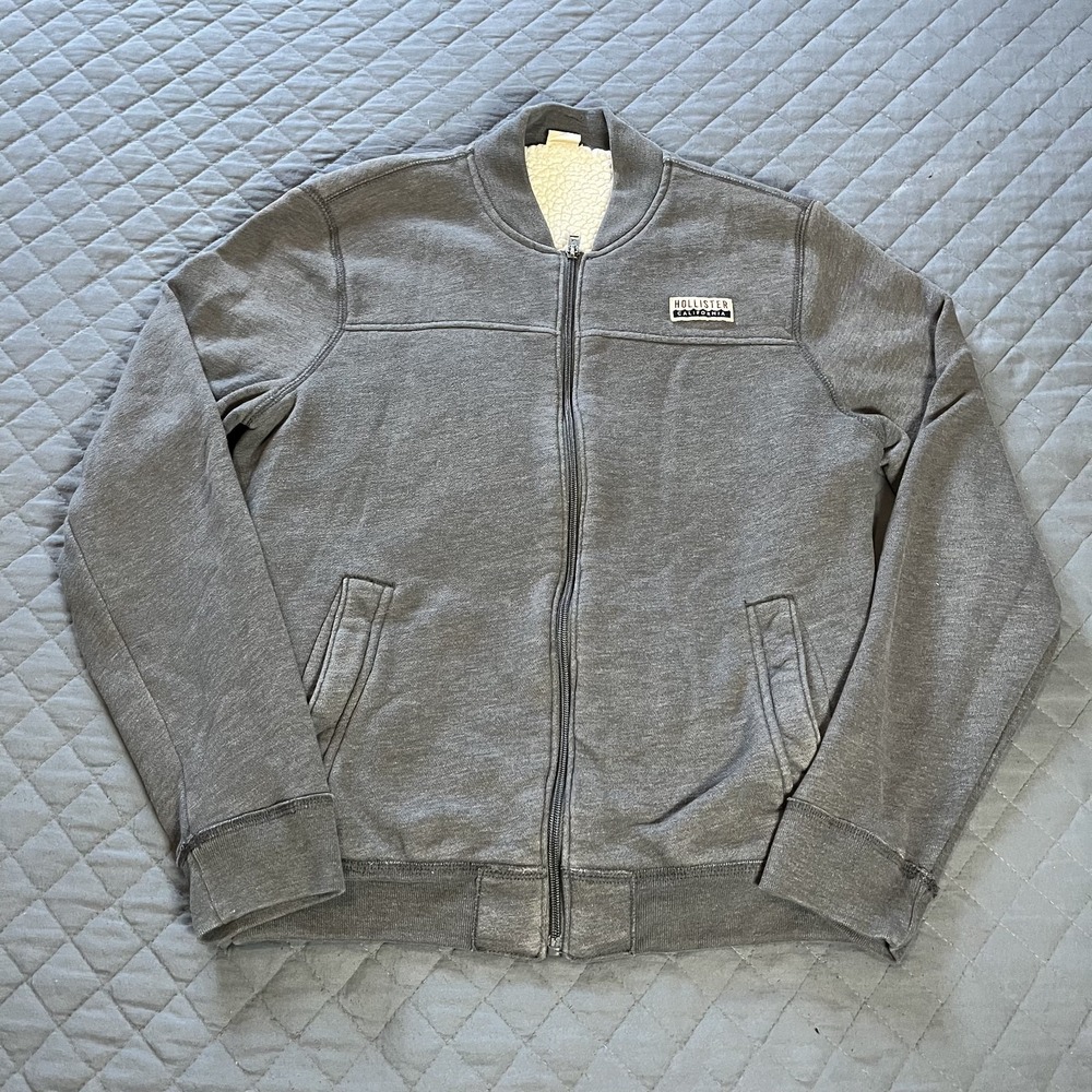 Hollister California Men's Sherpa Lined Full Zip Sweater Jacket Size M